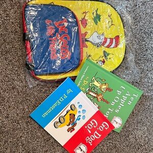 NEW Dr. Seuss Yellow & Blue Kids Backpack with Two Classic Board Books